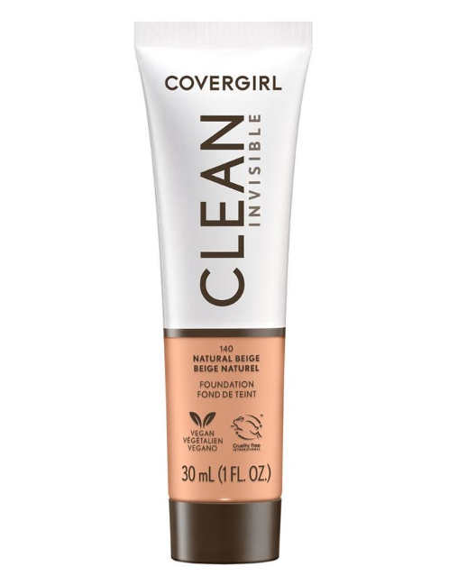 Covergirl Base De Maquillaje Covergirl Clean Invisible, Cremosa Y Natural, Fórmula Difuminable, Cobertura Modulable Tono 140 Natural beige