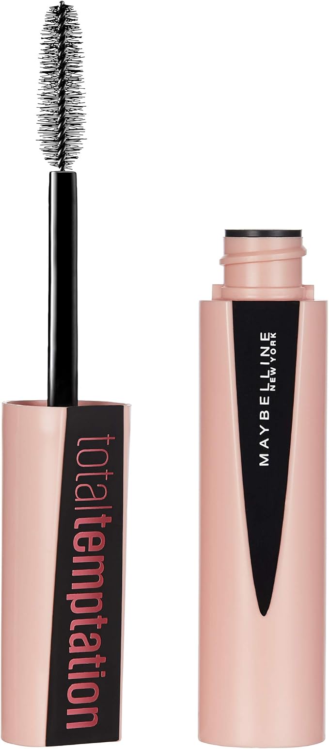 Maybelline Makeup Total Temptation Washable Mascara, Blackest Black Volumizing Mascara, 0.27 fl oz