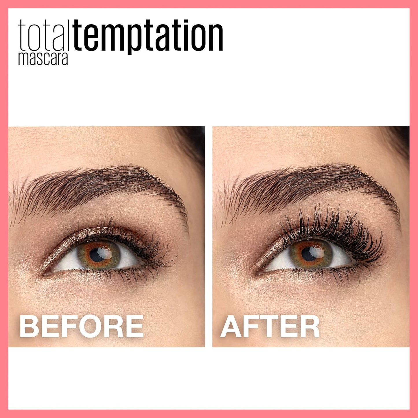 Maybelline Makeup Total Temptation Washable Mascara, Blackest Black Volumizing Mascara, 0.27 fl oz