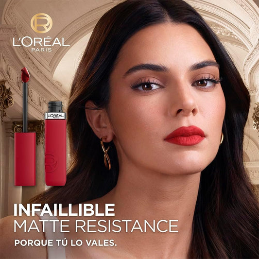 L'Oréal Paris, Infallible Le Matte Resistance, Labial Líquido Mate Larga Duración 16hr, Color Intenso con Ácido Hialurónico