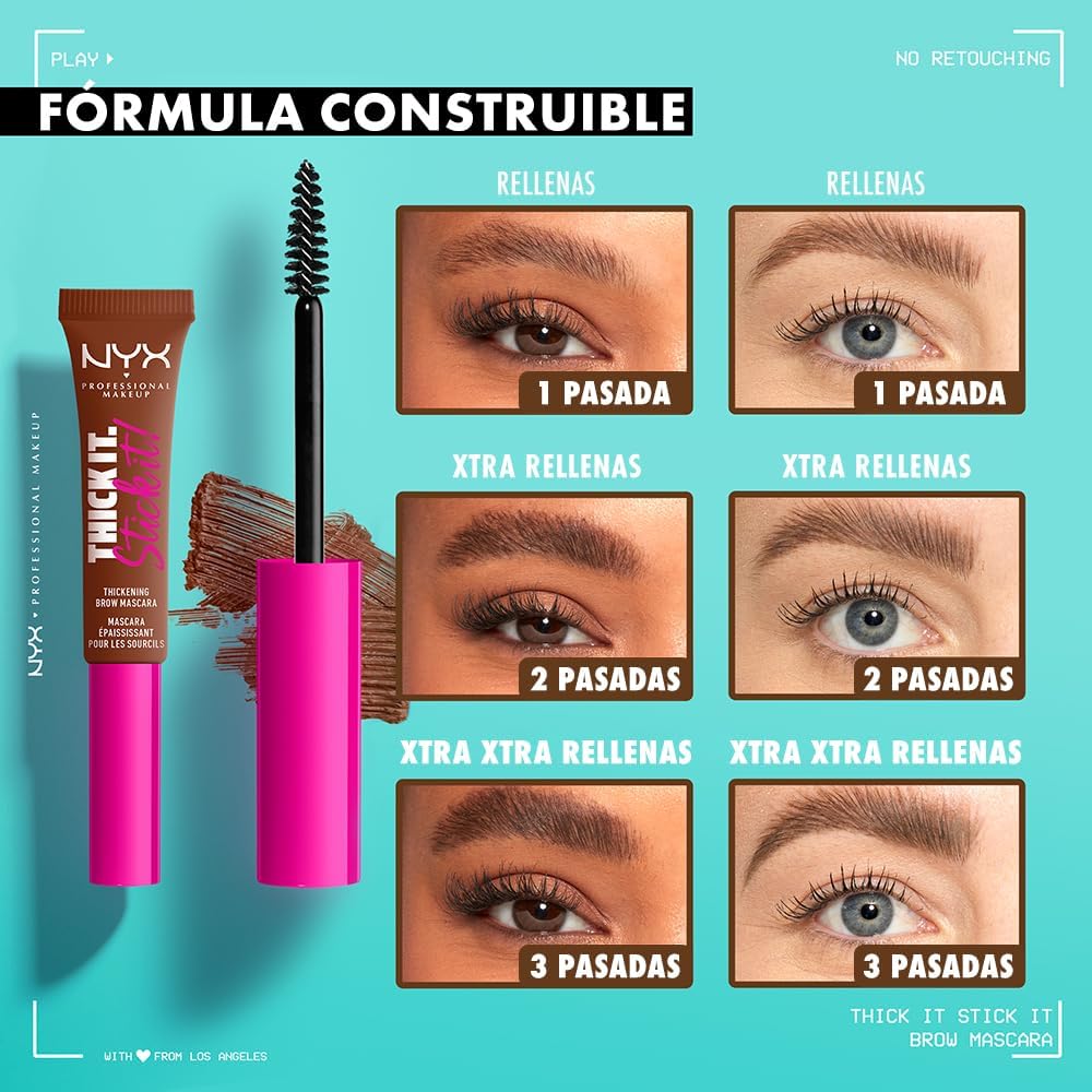 NYX Professional Makeup Thick It Stick It! Gel de cejas con color Tono: Cool Ash Brown