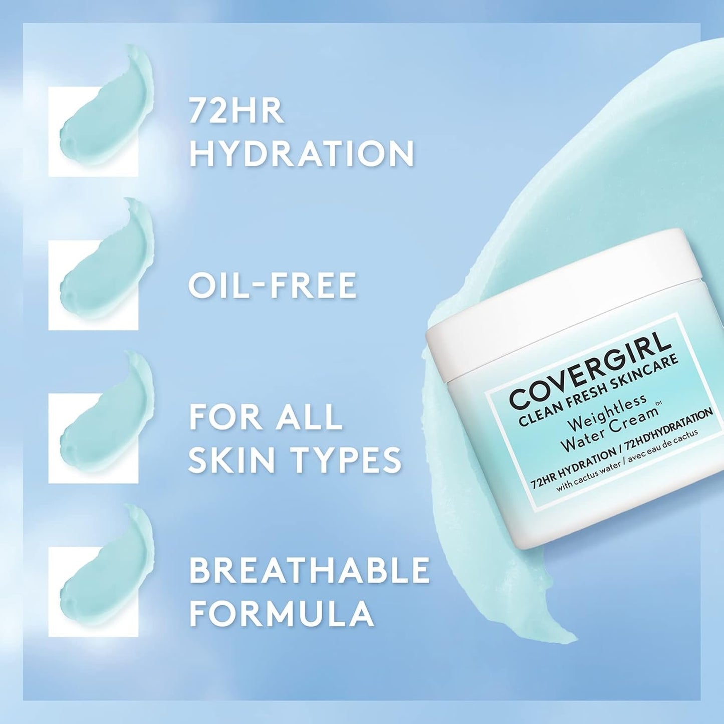 COVERGIRL Clean Fresh Skincare – Crema en Gel Ultraligera para la Piel, 60 ml